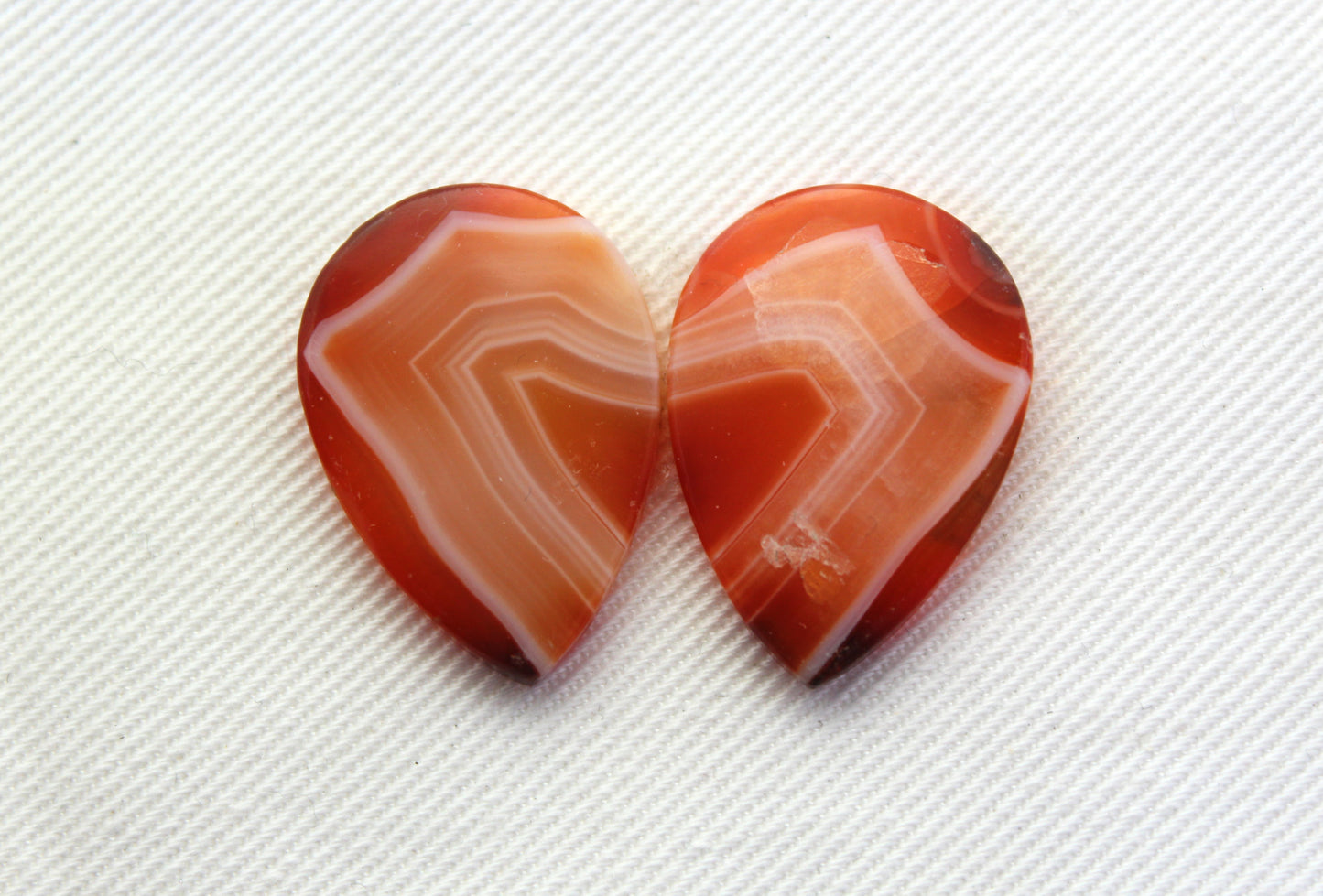 Banded Agates Cabochons Gemstone orange Teardrop