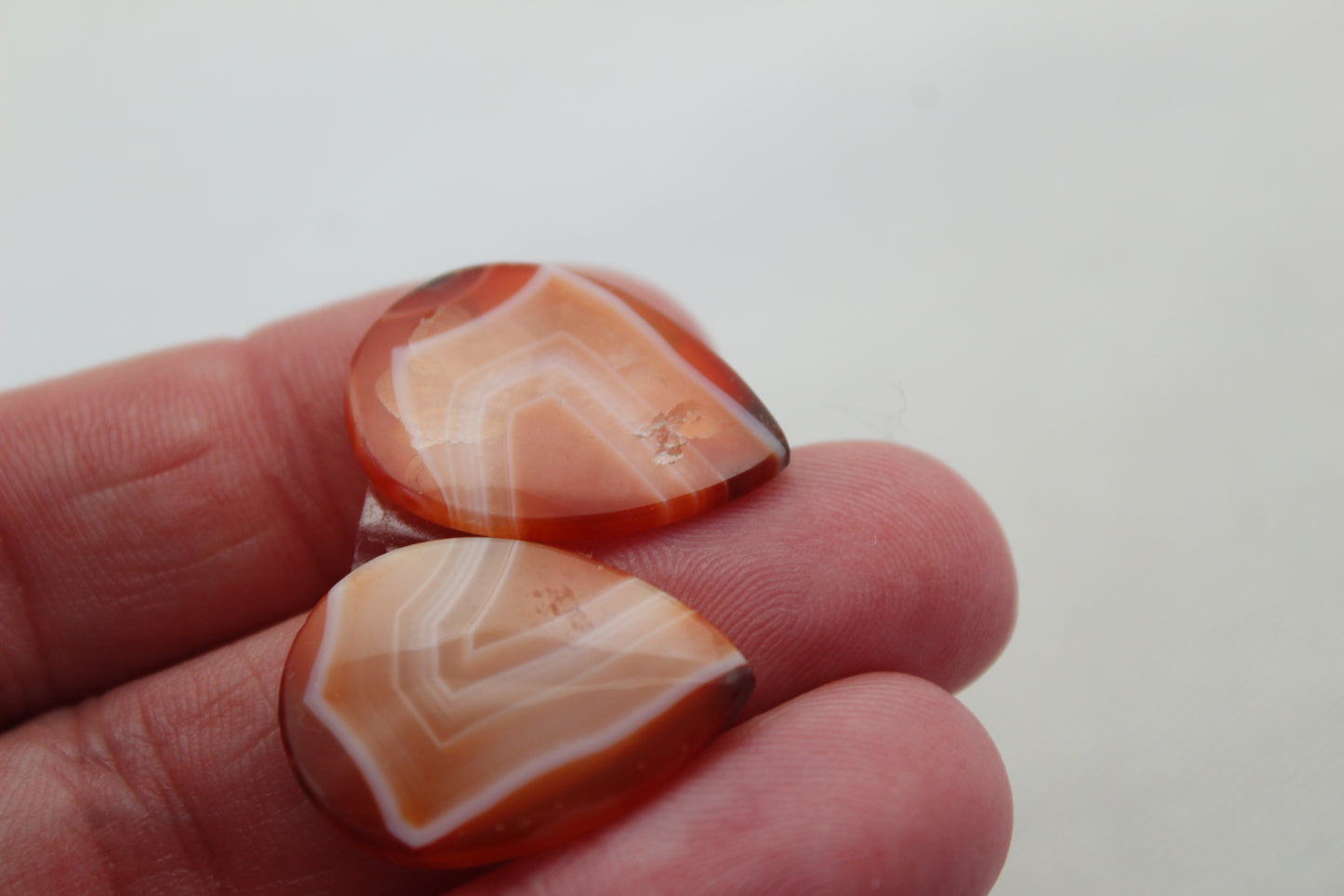 Banded Agates Cabochons Gemstone orange Teardrop