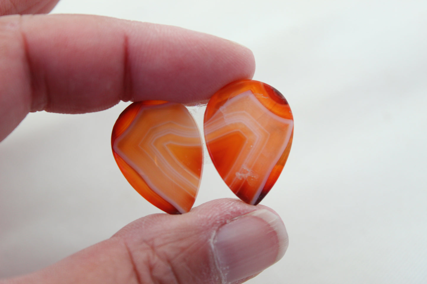 Banded Agates Cabochons Gemstone orange Teardrop