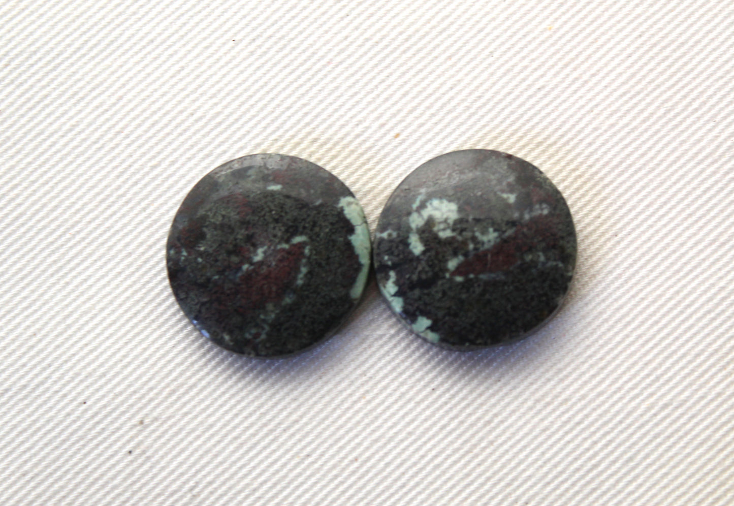 Wonosobo Jasper Cabochons Pair Gemstone round 19MM