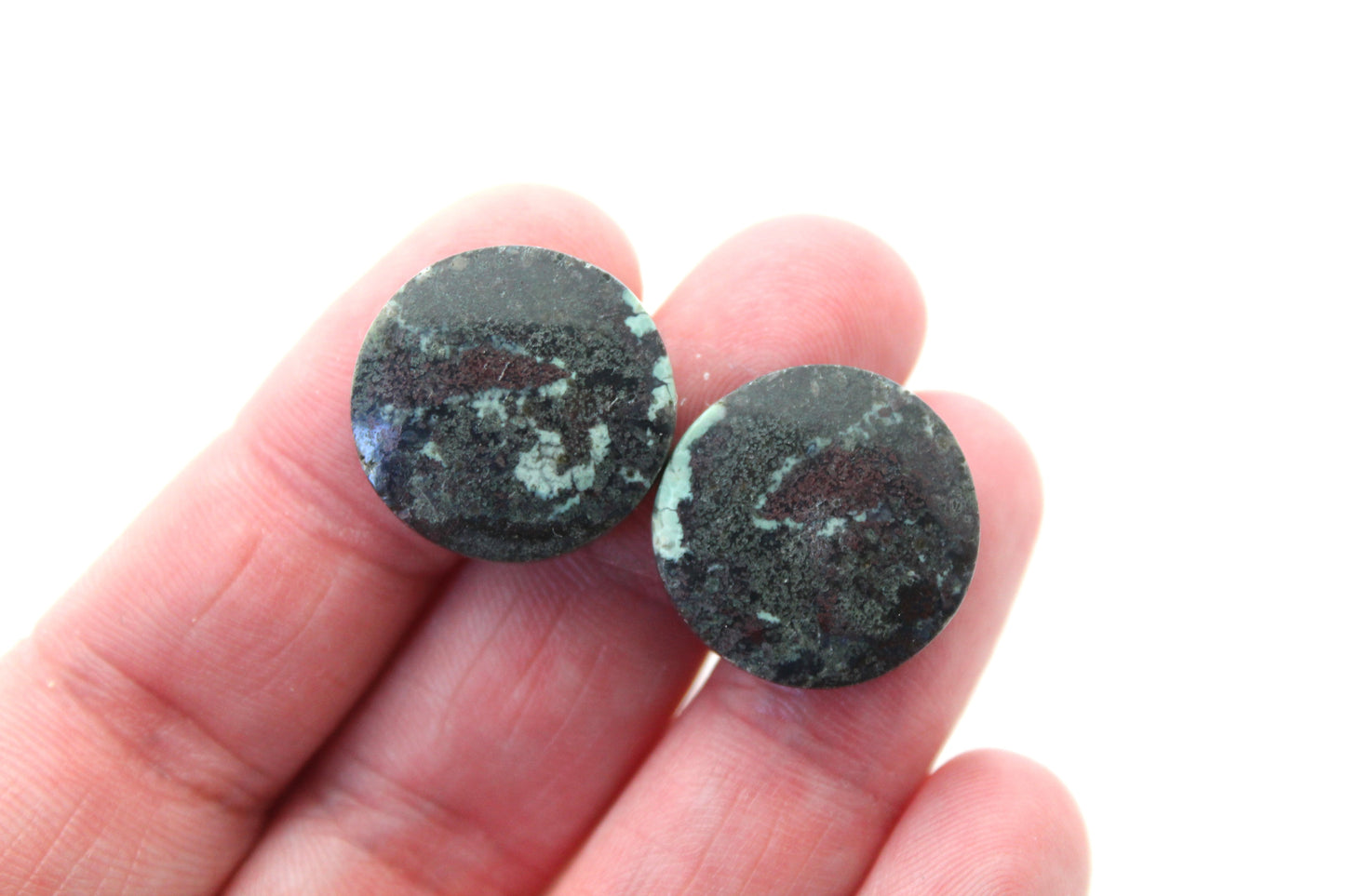 Wonosobo Jasper Cabochons Pair Gemstone round 19MM