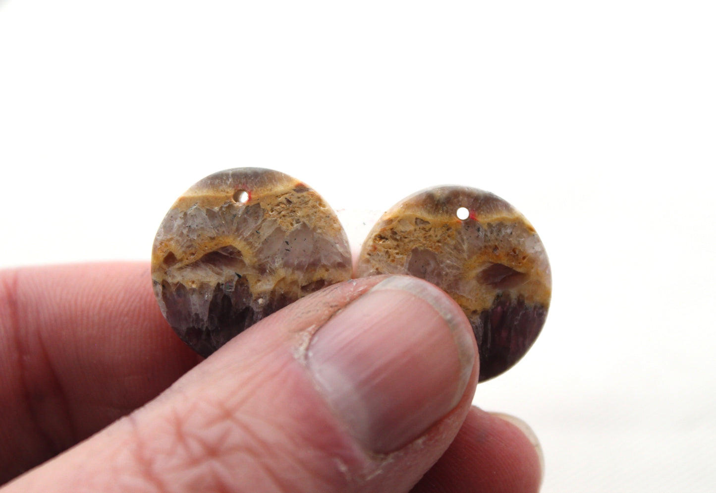 Sauge Améthyste Cabochon Paire Gemme Forme Libre