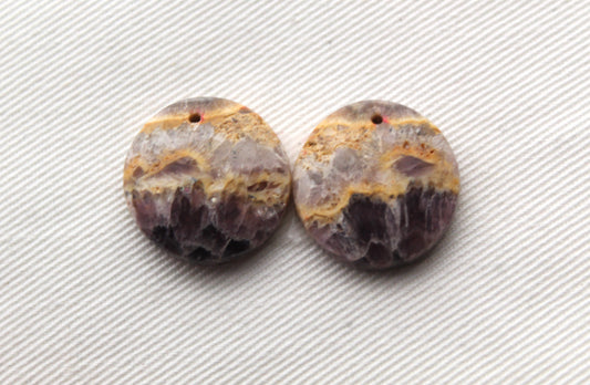 Sauge Améthyste Cabochon Paire Gemme Forme Libre