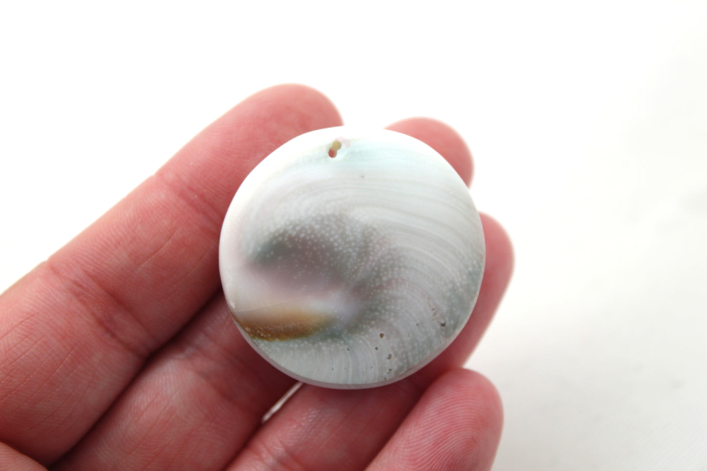 Large Shiva Eye Snail fossil gemstone 34MM DRILLED