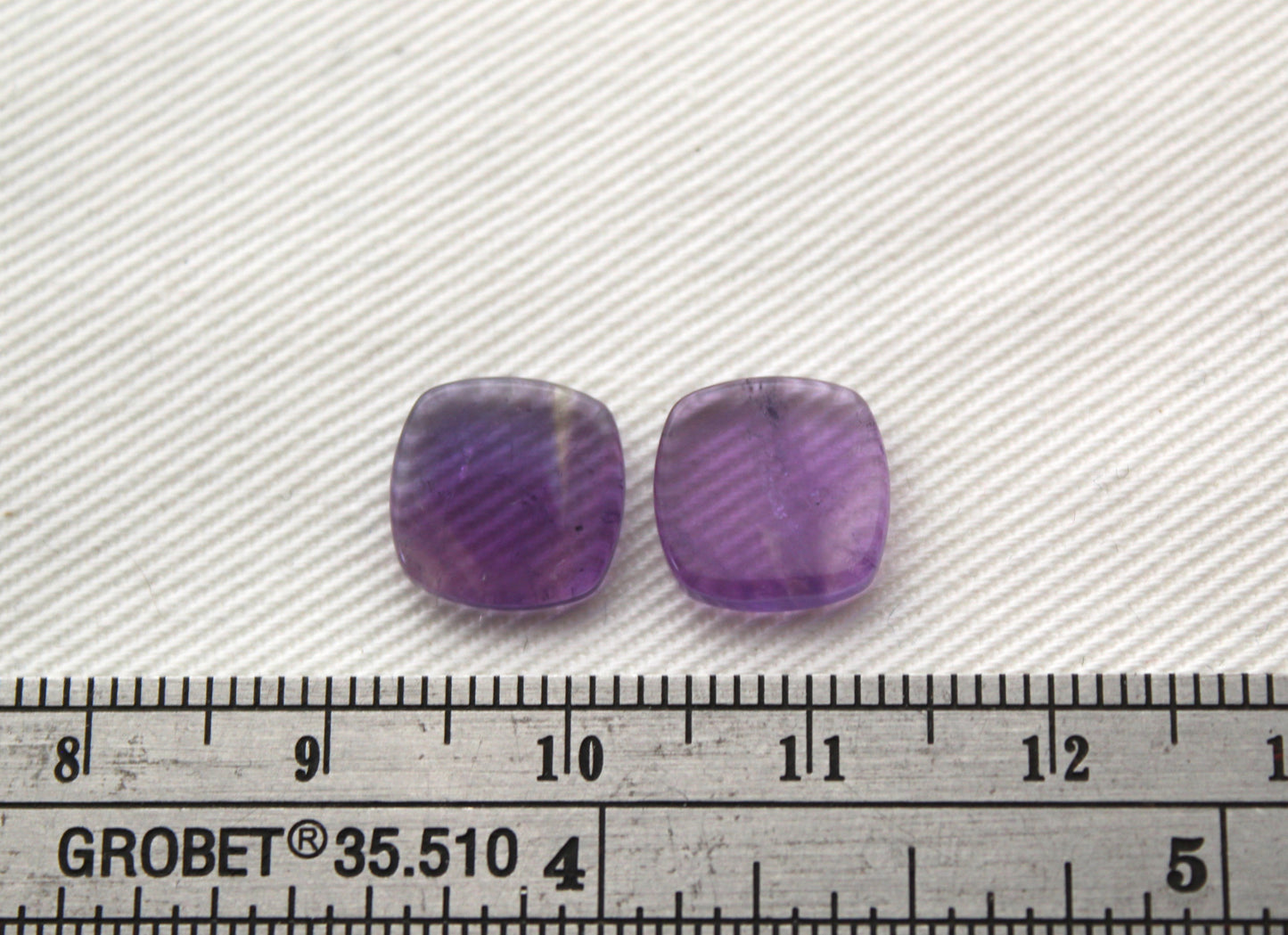 TWO Flat Amethyst Cabochons 10MM  cushion square purple