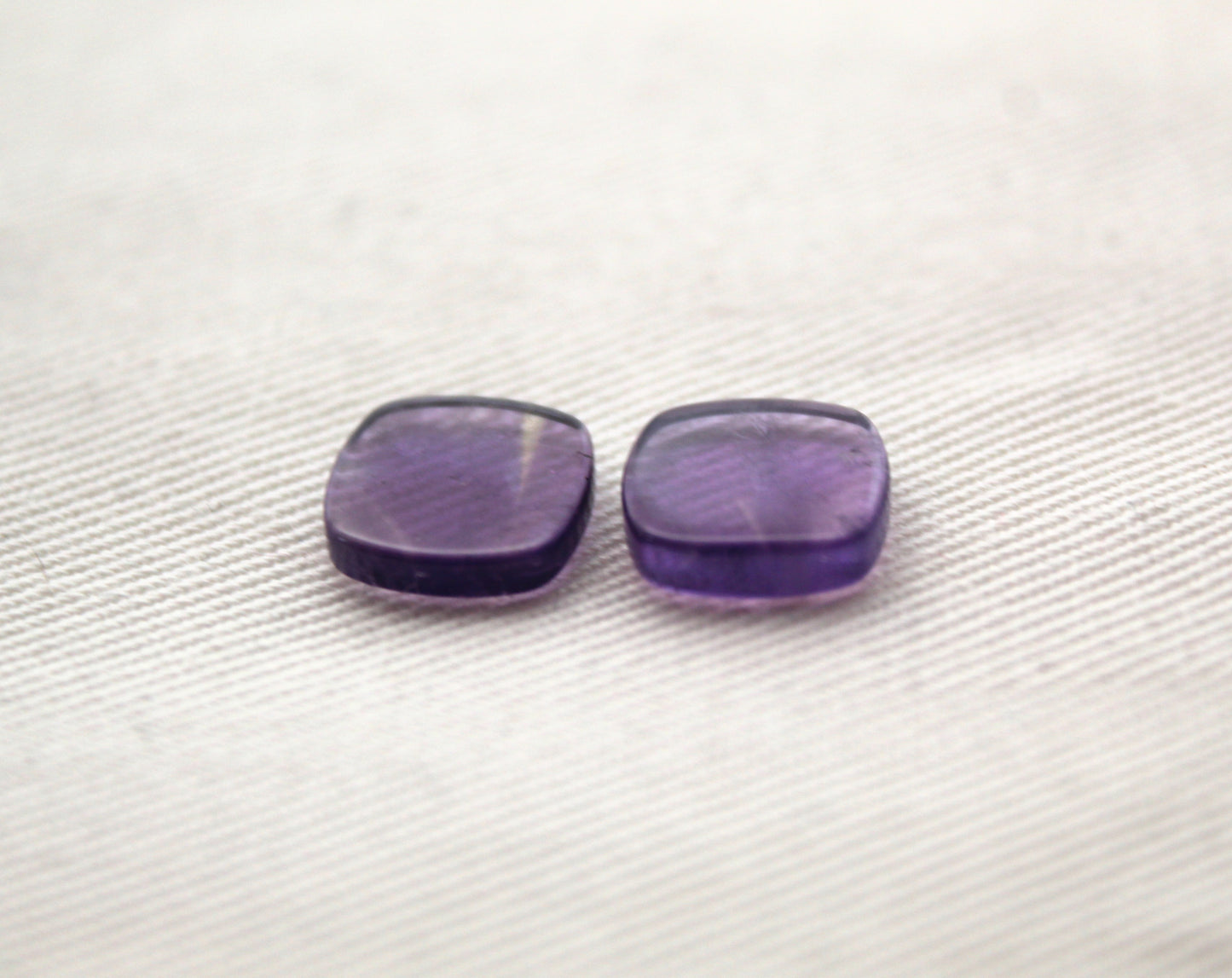 TWO Flat Amethyst Cabochons 10MM  cushion square purple