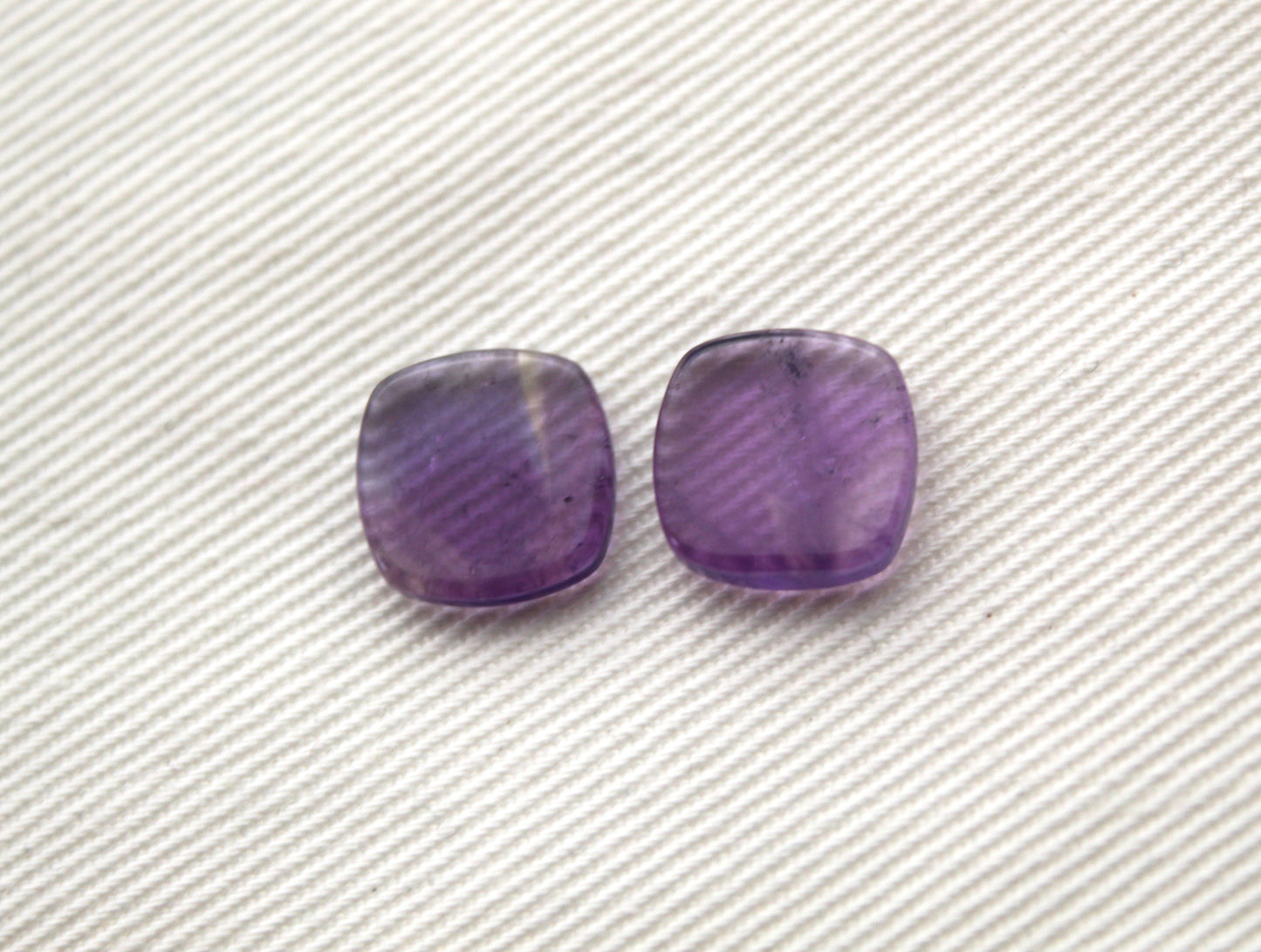TWO Flat Amethyst Cabochons 10MM  cushion square purple