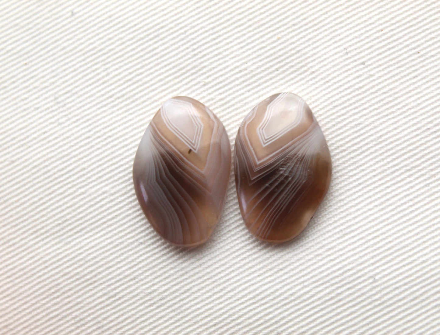 Botswana Agate Pair cabochon Gemstone beige