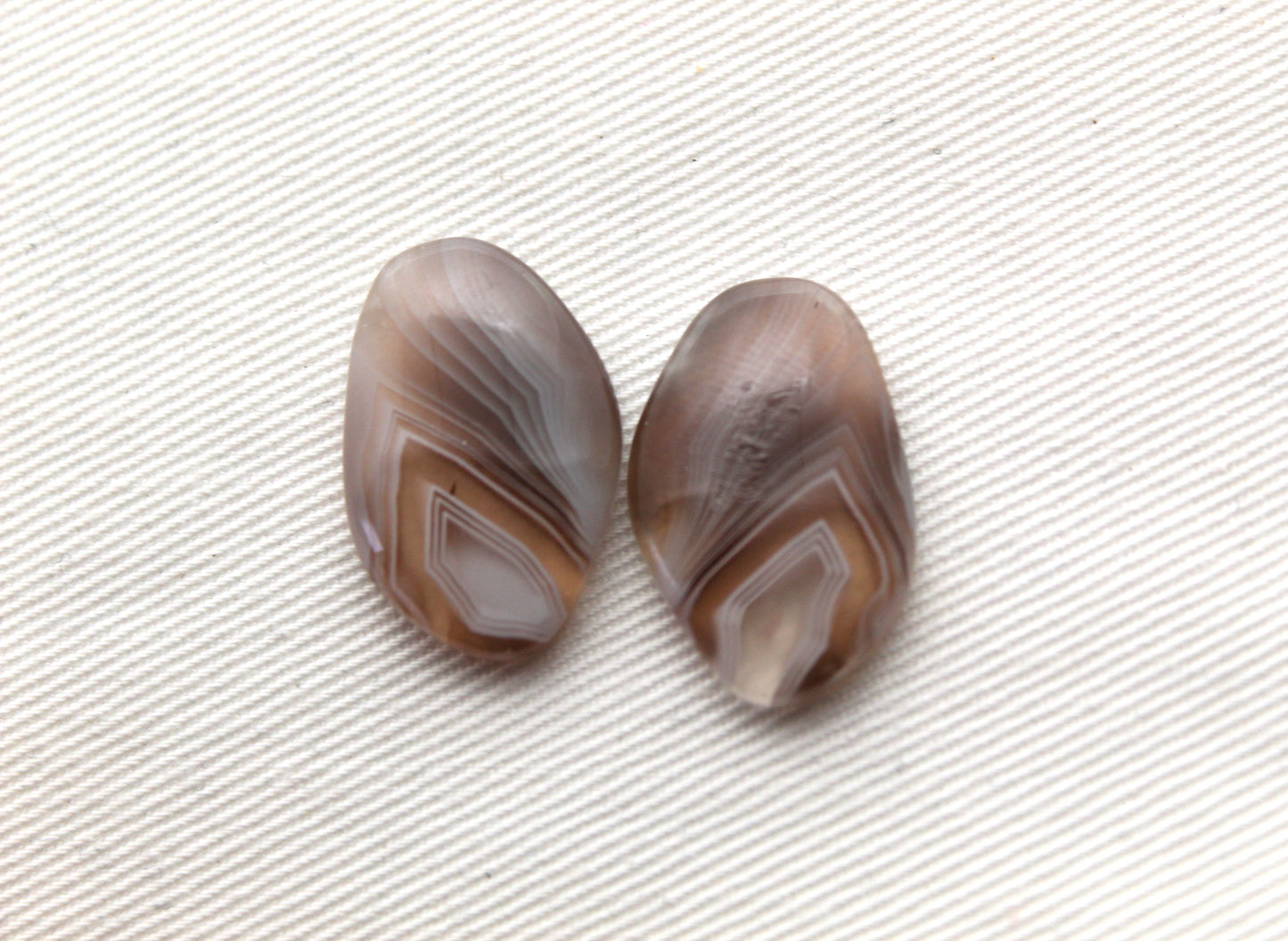 Botswana Agate Pair cabochon Gemstone beige