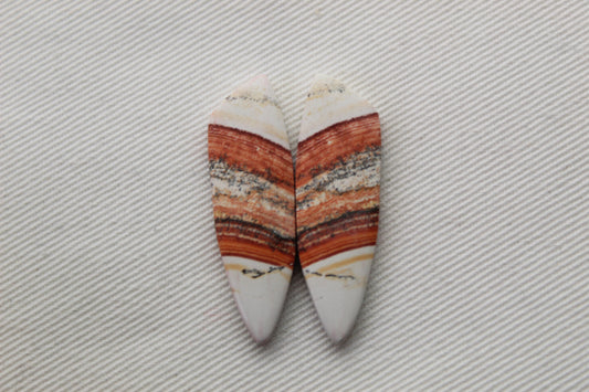 <tc>Paire de Cabochons de Jaspe Rétro crème jaune marron</tc>