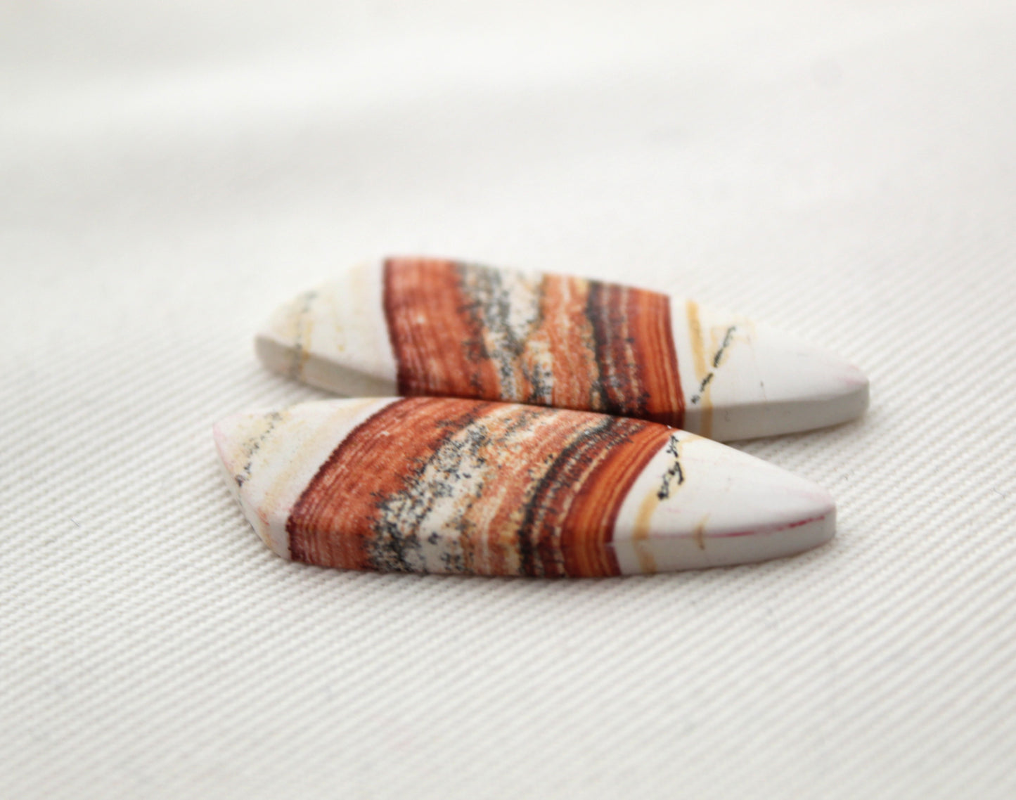 <tc>Paire de Cabochons de Jaspe Rétro crème jaune marron</tc>