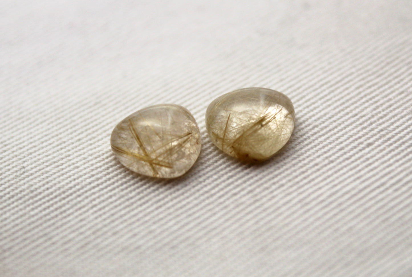 TWO rutilated Quartz cabochons trillion Gemstones 10MM