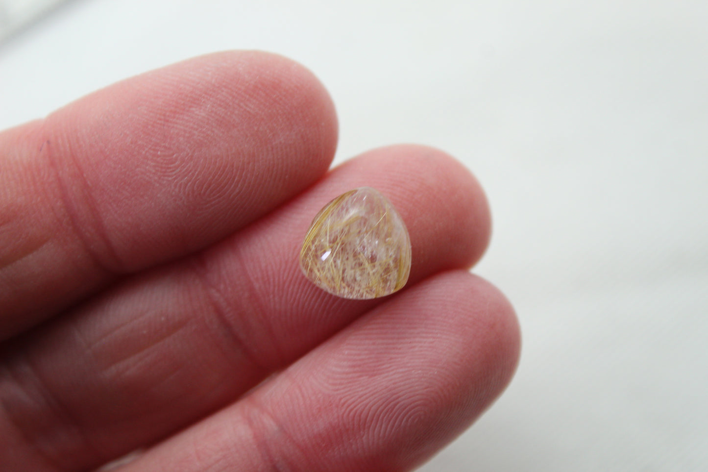 TWO rutilated Quartz cabochons trillion Gemstones 10MM