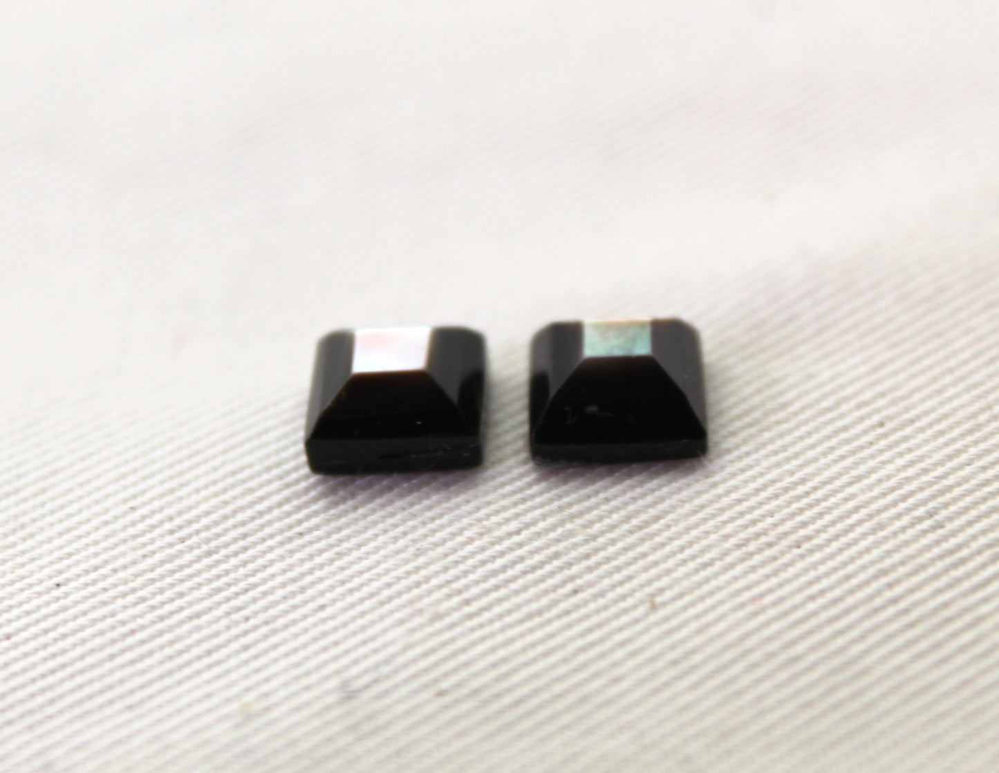 TWO Mother of Pearl Dark Grey cabochons Gemstones faceted square 8MM