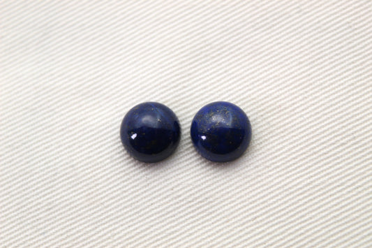 Lot de DEUX cabochons Lapis Lazuli 10 MM Gemstones rond bleu