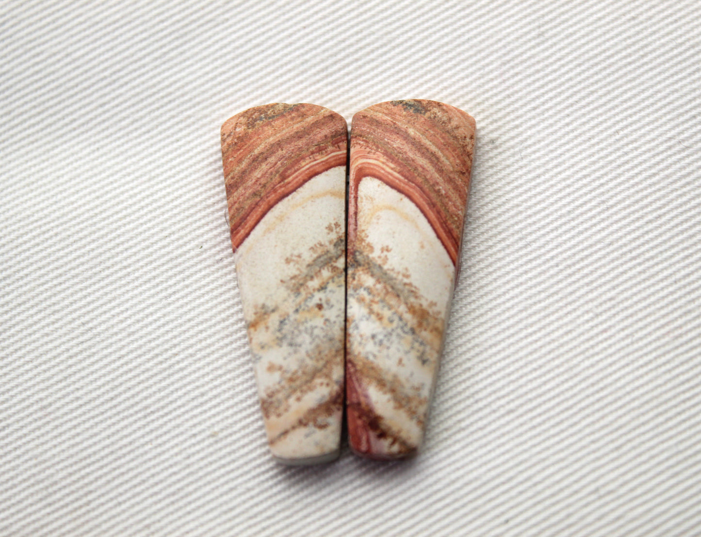 <tc>Paire de Cabochons de Jaspe Rétro crème jaune marron</tc>