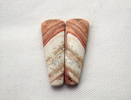 <tc>Paire de Cabochons de Jaspe Rétro crème jaune marron</tc>