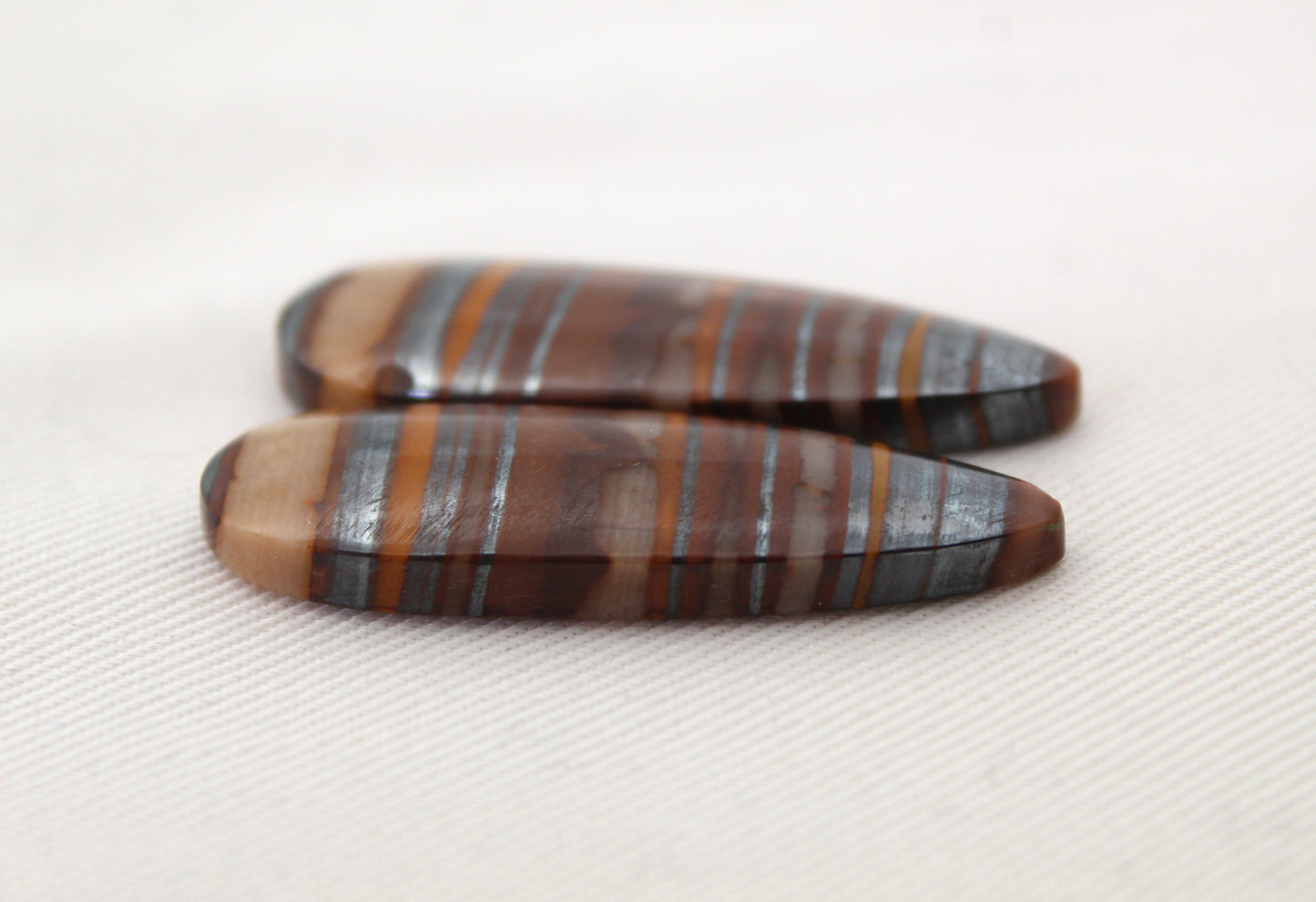 Iron Tiger Eye Pair Cabochon Gemstone Teardrop