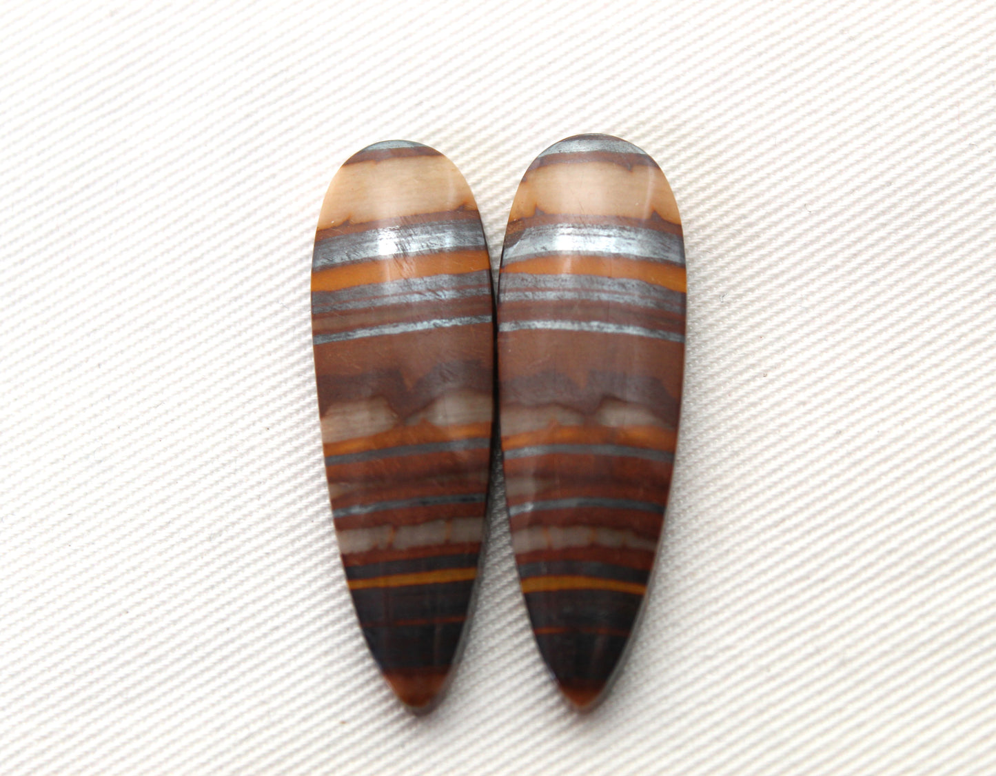 Iron Tiger Eye Pair Cabochon Gemstone Teardrop