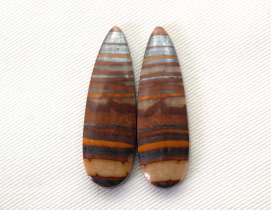 Iron Tiger Eye Pair Cabochon Gemstone Teardrop