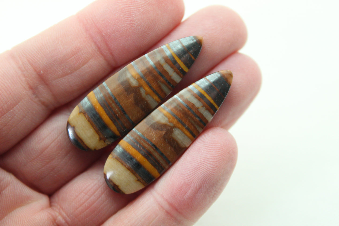 Iron Tiger Eye Pair Cabochon Gemstone Teardrop