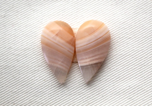 Banded Agates Cabochons Gemstone Pair teardop