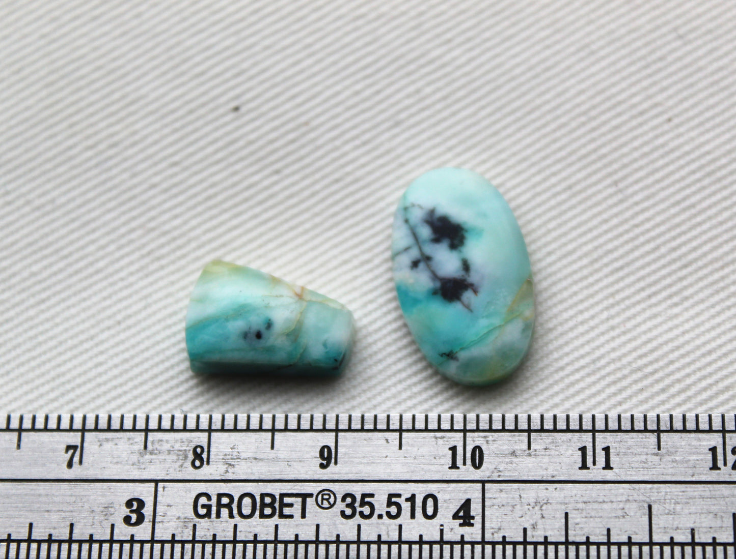 TWO SMALL Blue opalized Wood Cabochon