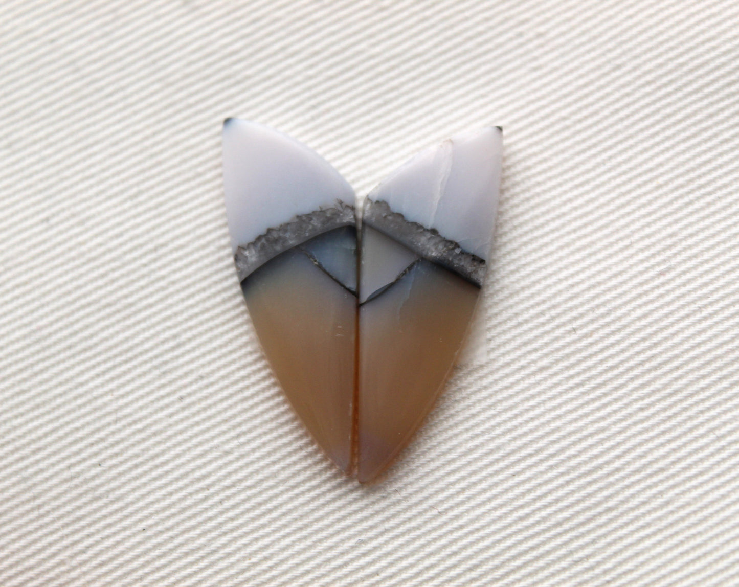 Paire Cabochons d'Agate Plume Noire d'Indonésie pierre gemme naturelle