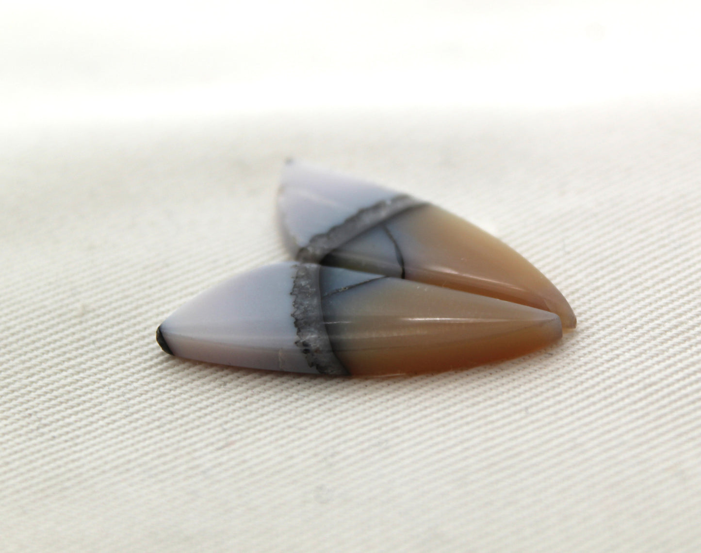 Paire Cabochons d'Agate Plume Noire d'Indonésie pierre gemme naturelle