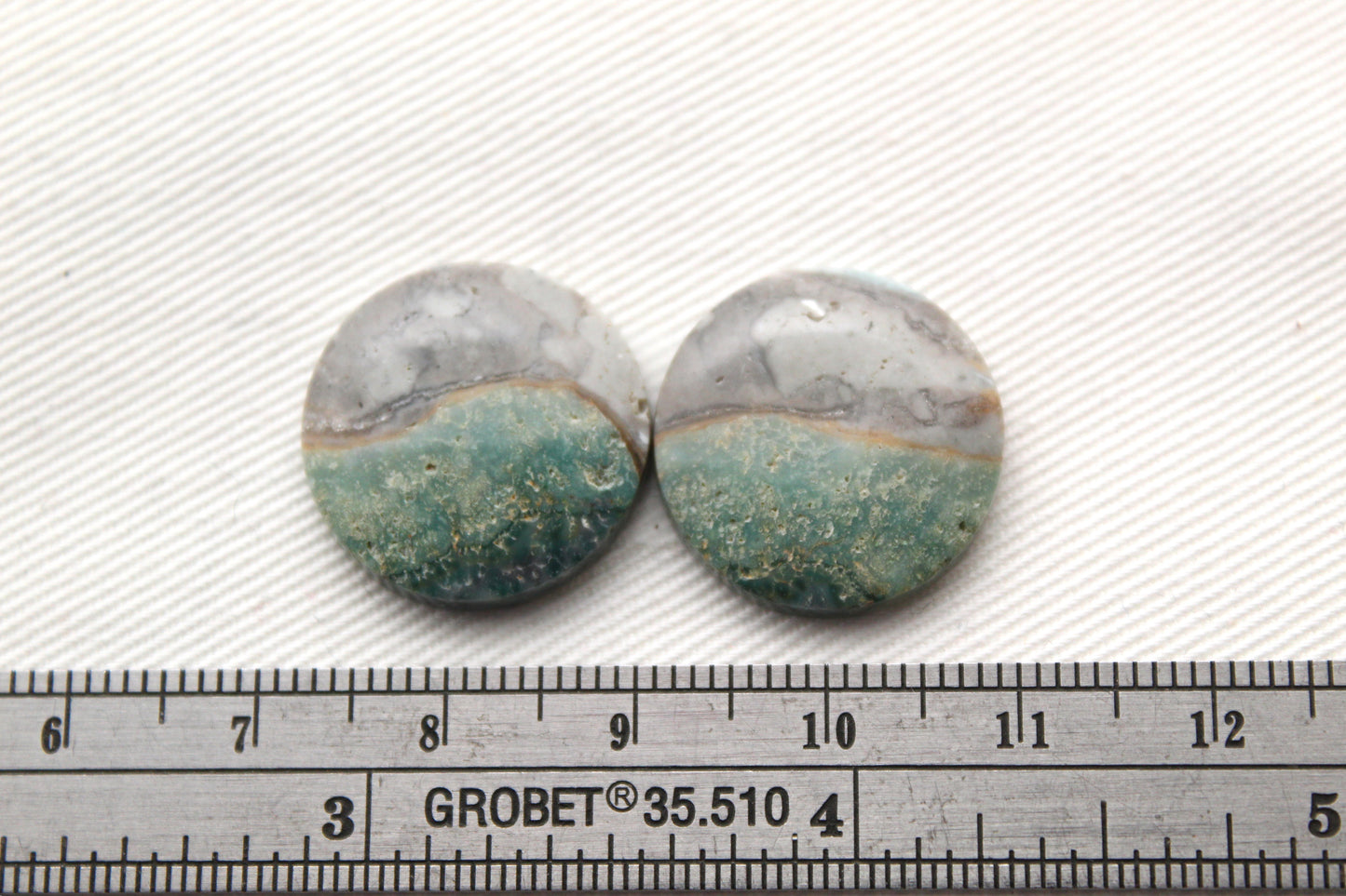 Green Jasper cabochons Gemstone round pair 19MM