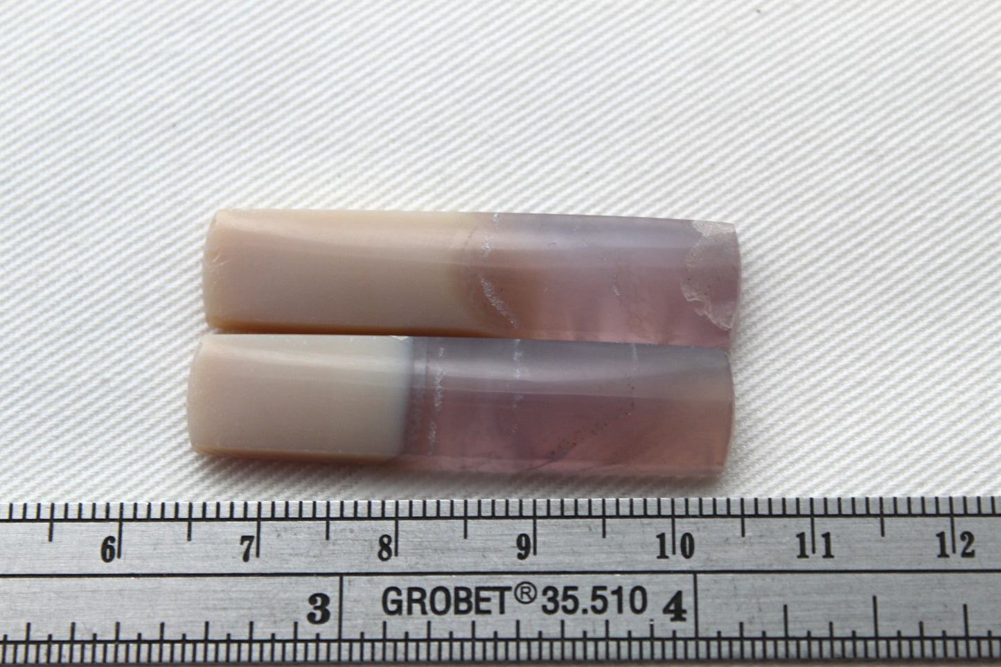 Chalcedony cabochons Pair purple rectangle