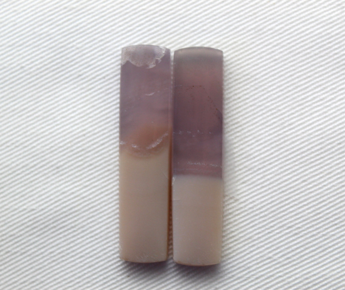 Chalcedony cabochons Pair purple rectangle