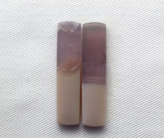 Chalcedony cabochons Pair purple rectangle