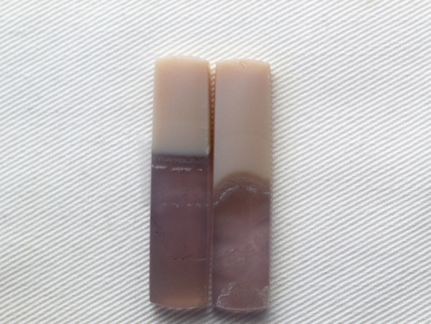 Chalcedony cabochons Pair purple rectangle