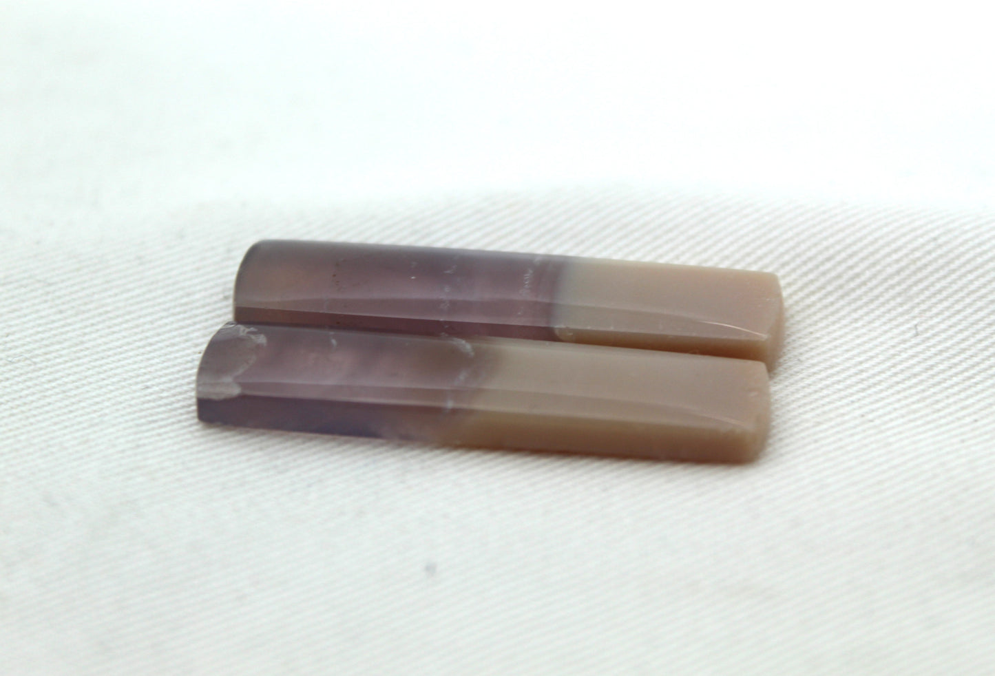 Chalcedony cabochons Pair purple rectangle