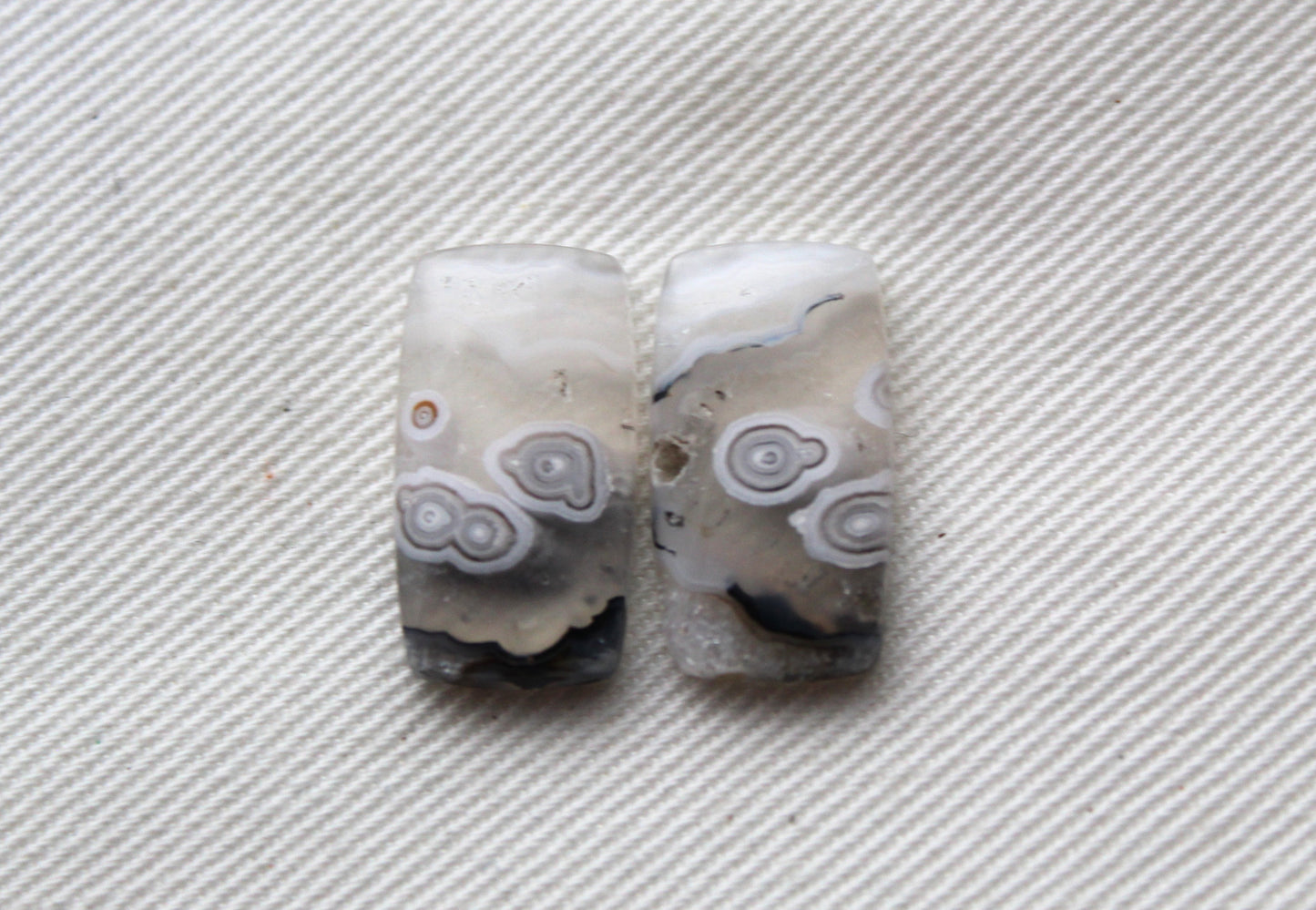 Small Orbicular Agate Cabochons Pair Gemstone natural