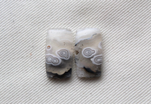 Small Orbicular Agate Cabochons Pair Gemstone natural