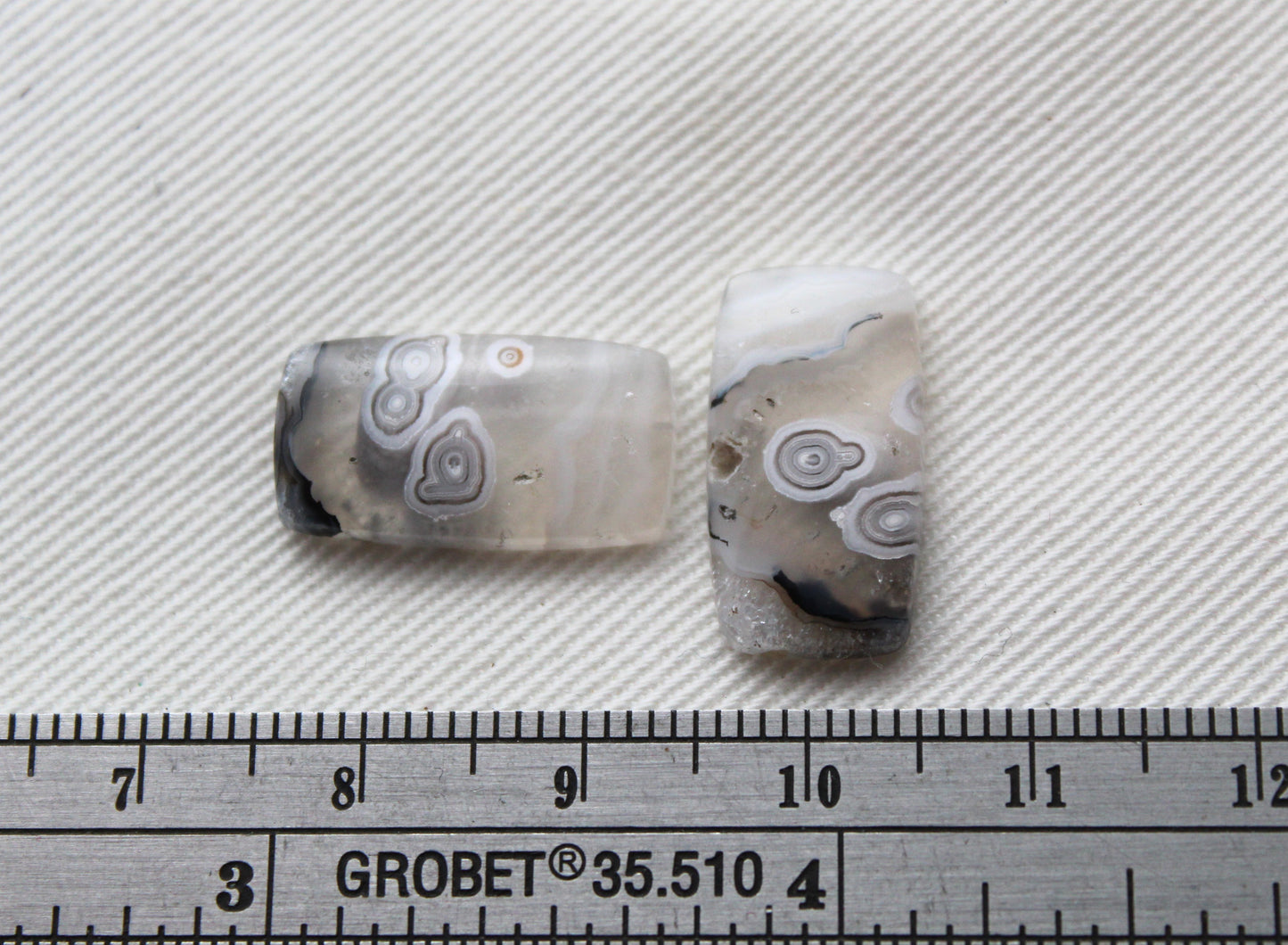 Small Orbicular Agate Cabochons Pair Gemstone natural