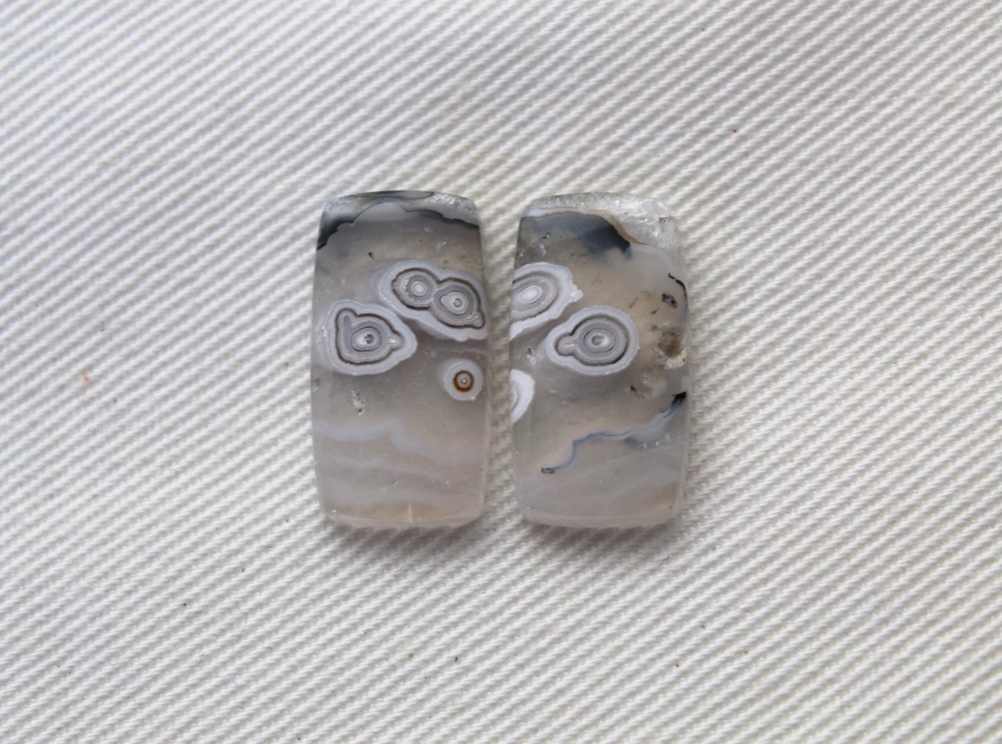 Small Orbicular Agate Cabochons Pair Gemstone natural