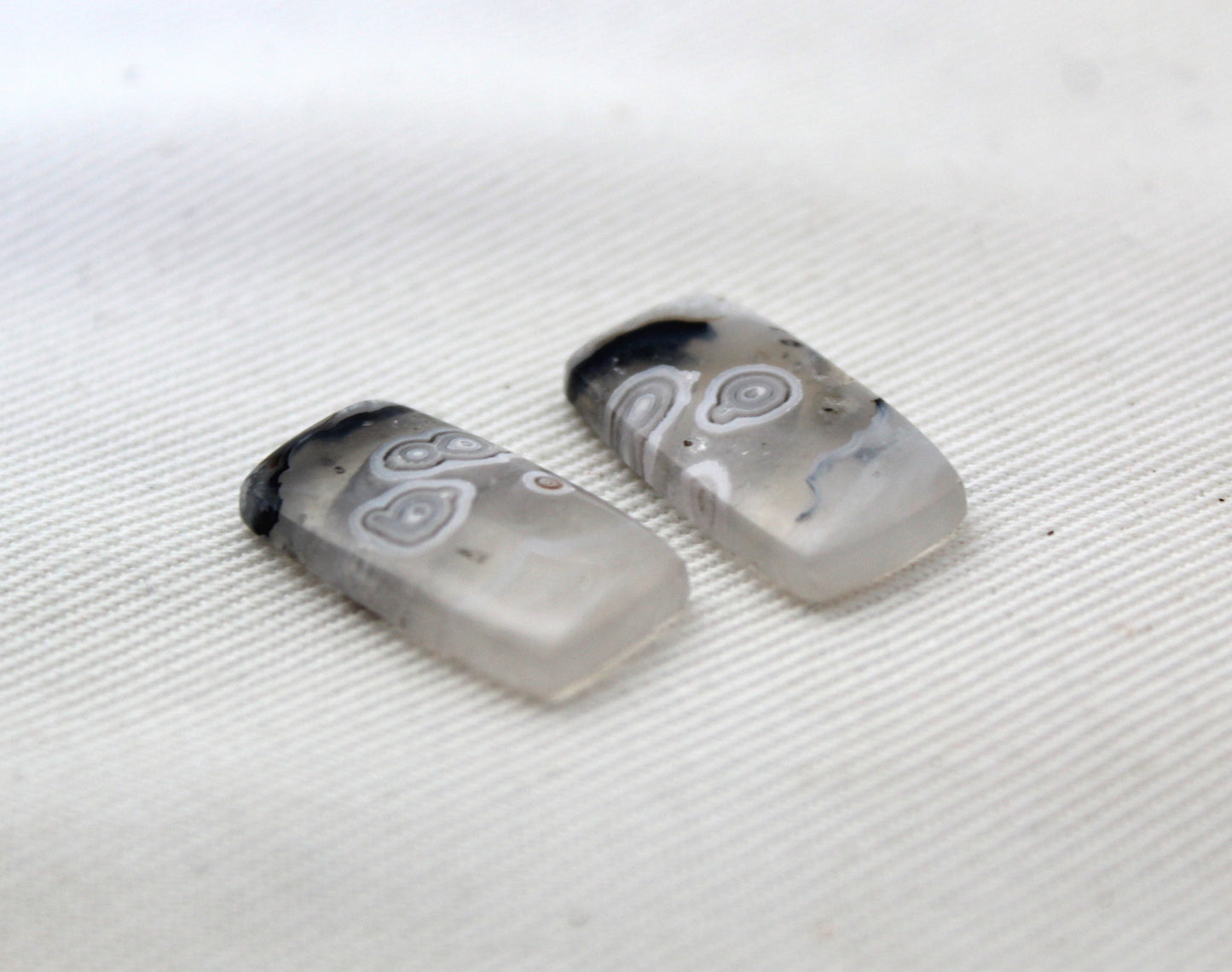 Small Orbicular Agate Cabochons Pair Gemstone natural