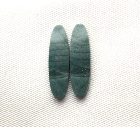 Pair of Imperial green Jasper Cabochons oval