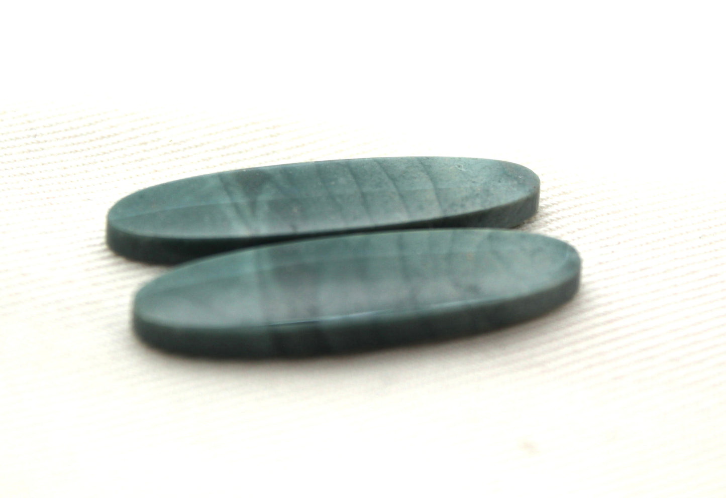 Pair of Imperial green Jasper Cabochons oval