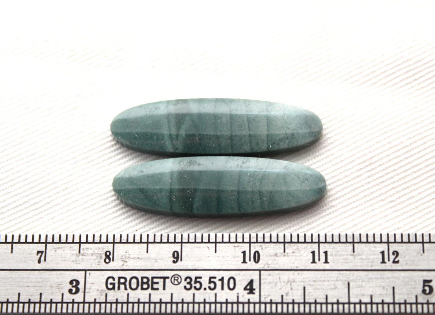 Pair of Imperial green Jasper Cabochons oval