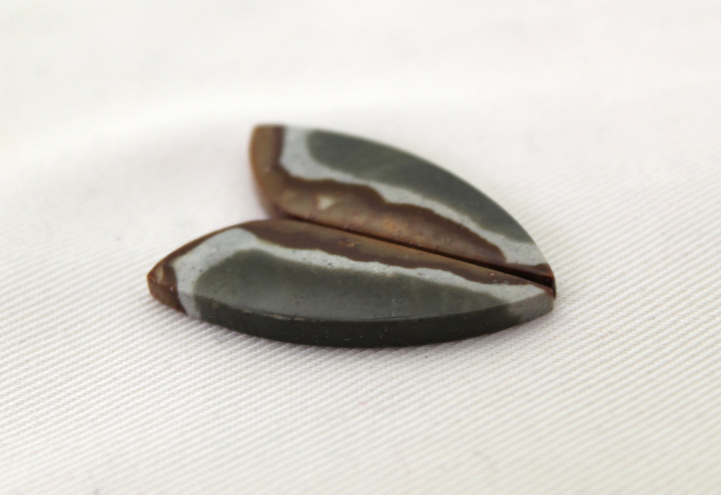 Paire assortie de Cabochons en Jaspe polychrome