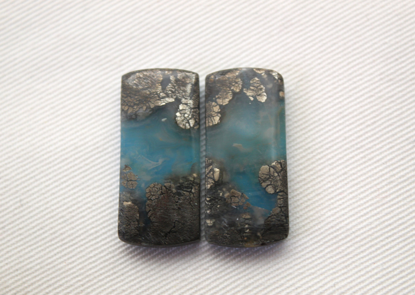 Marcassite en Agate Cabochons Paire de Pierres Précieuses