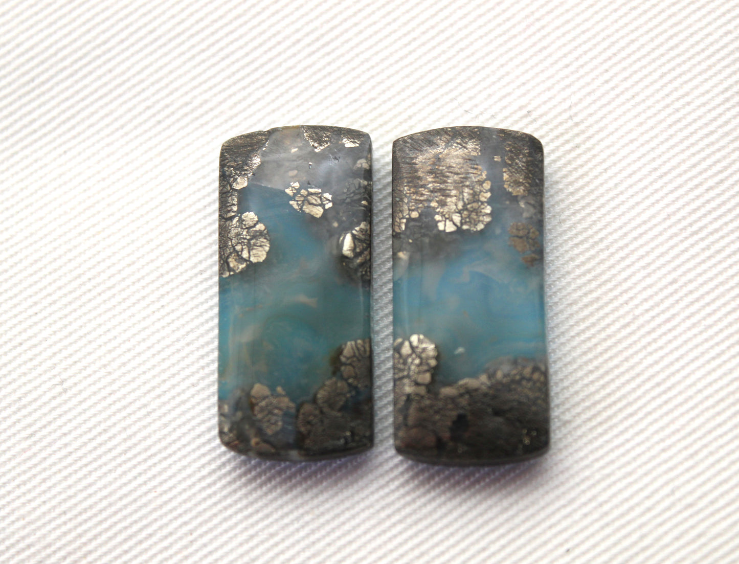 Marcassite en Agate Cabochons Paire de Pierres Précieuses