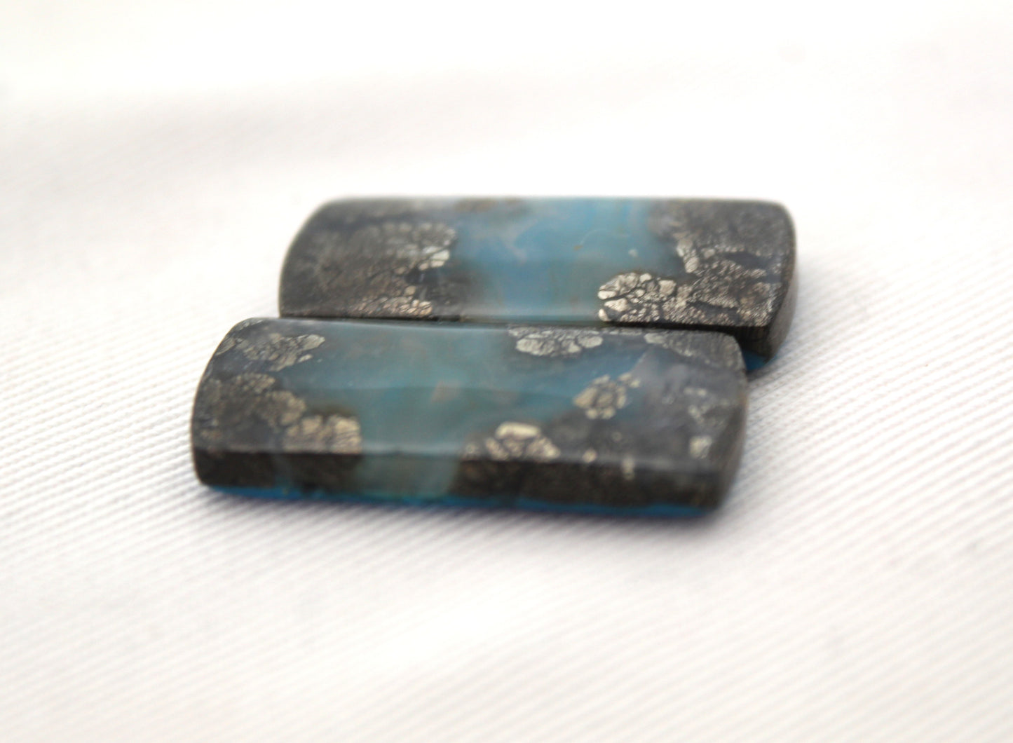 Marcassite en Agate Cabochons Paire de Pierres Précieuses