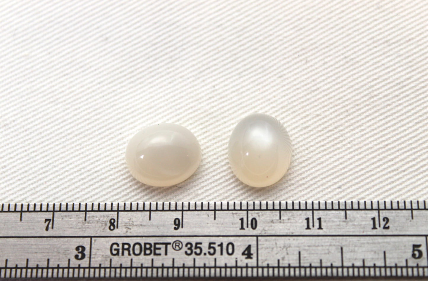 TWO white Moonstone cabochons Gemstones Oval