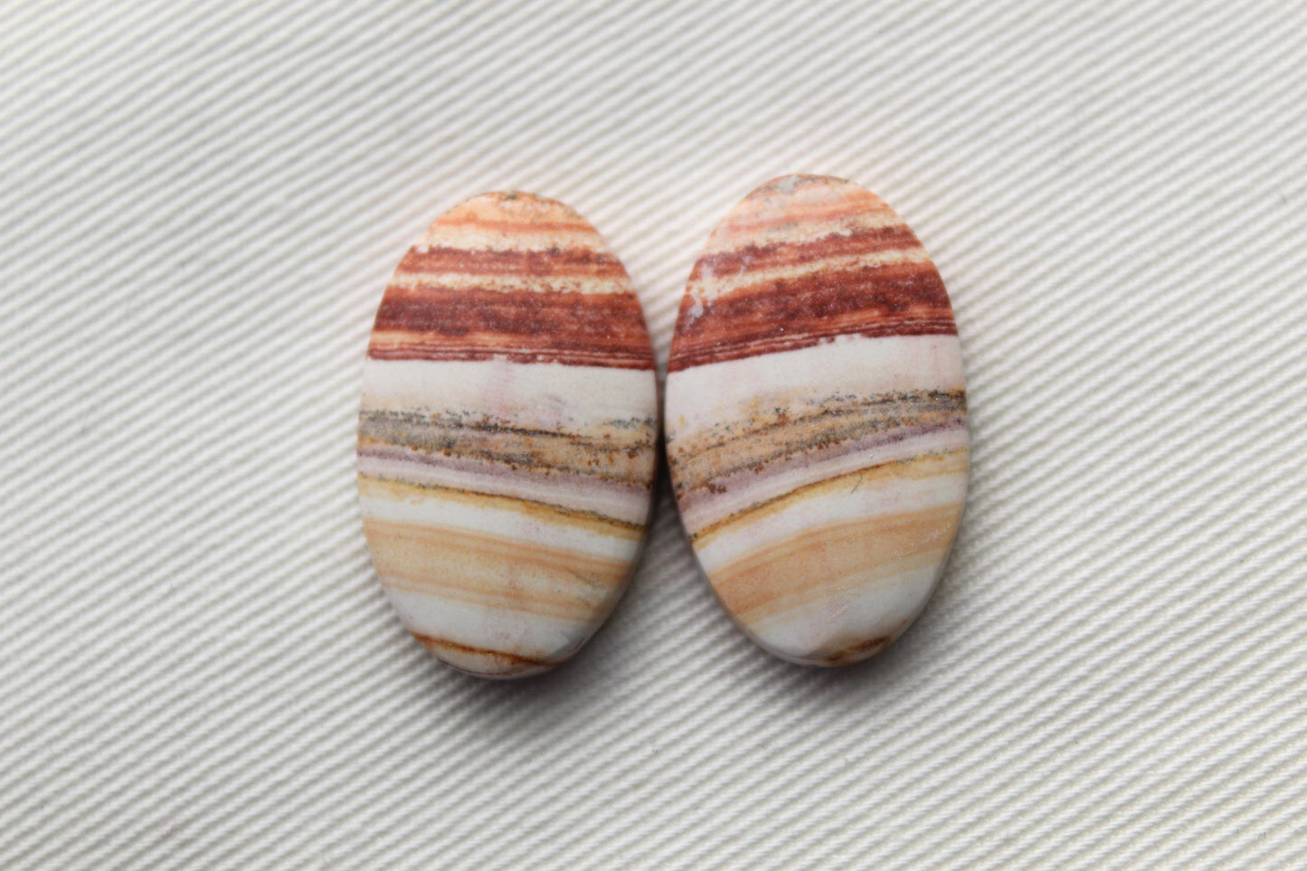 TWO Retro Jasper Cabochon orange Oval