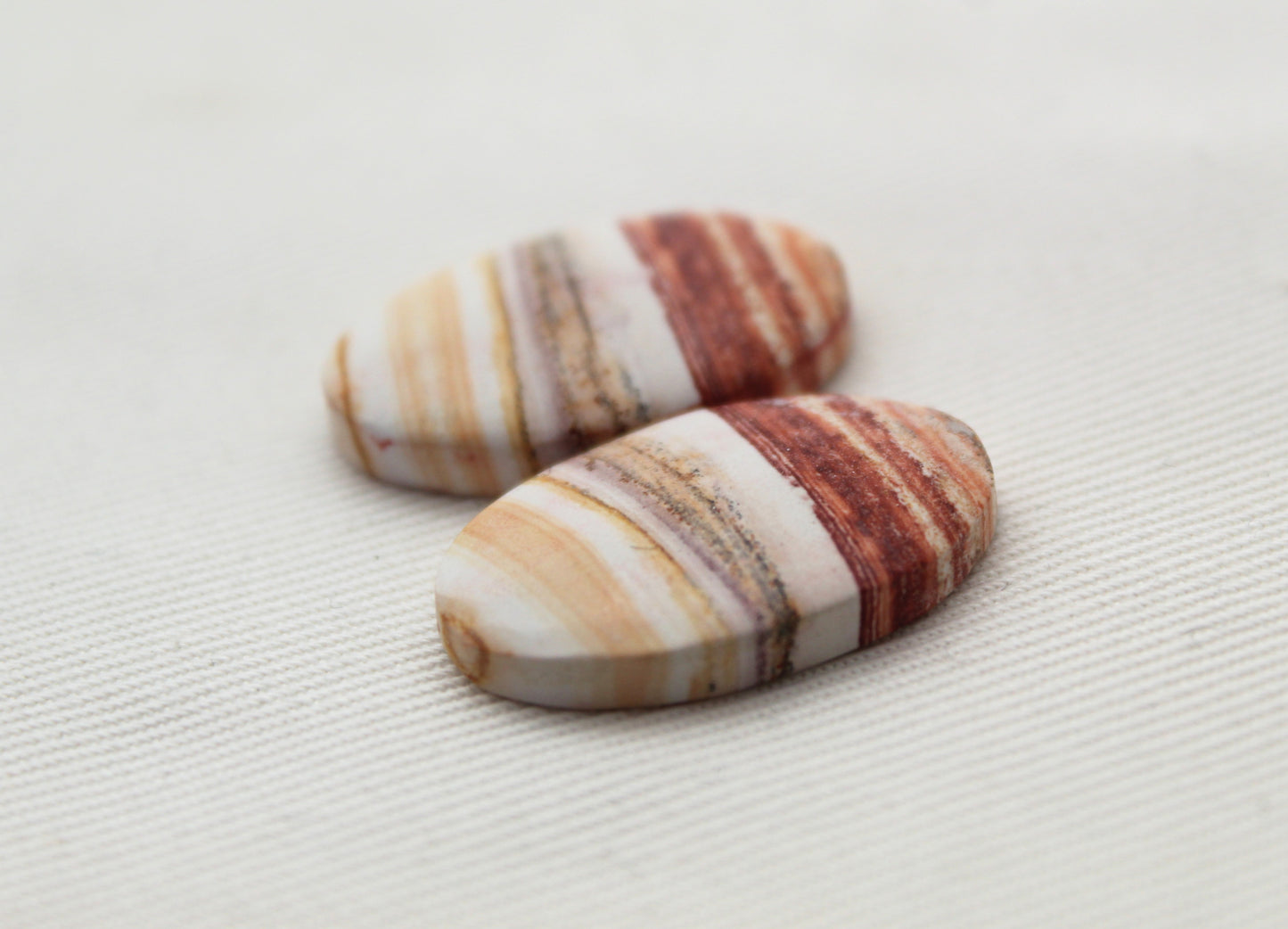 TWO Retro Jasper Cabochon orange Oval